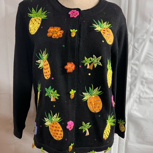 Vintage Jack B. Quick Sequined Fruit Cardigan. Med. - Picture 6 of 6